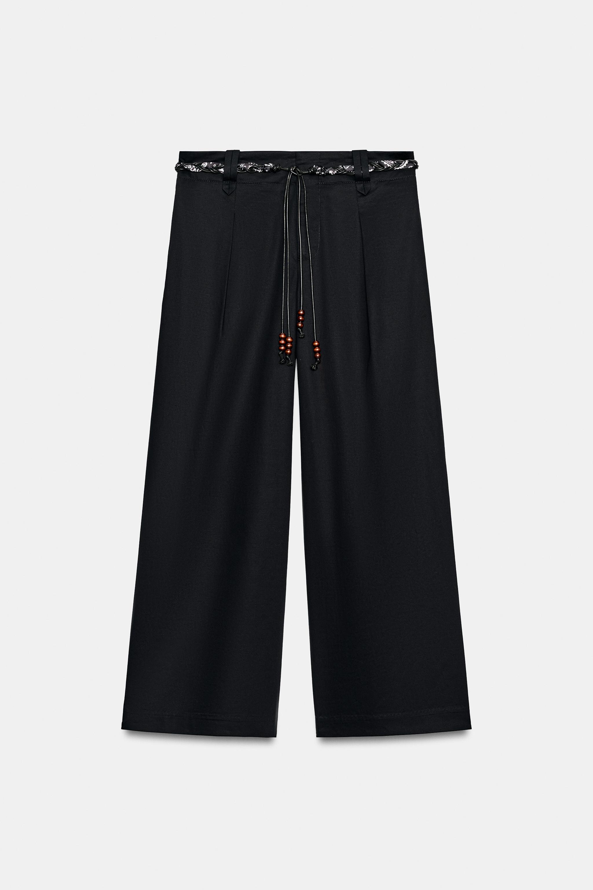 POPLIN PANTS WITH SCARF BELT